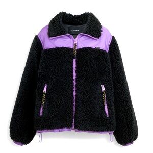 women’s Coach Quilted Sherpa Zip up hoodie jacket sz Large